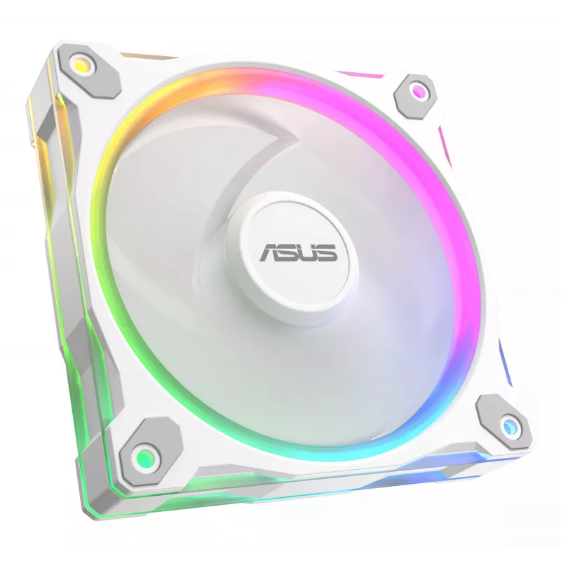 Ventoinha para caixa ASUS Prime MR120 ARGB branca 120 mm, 1600 rpm, PWM, rolamento deslizante, 58 CFM