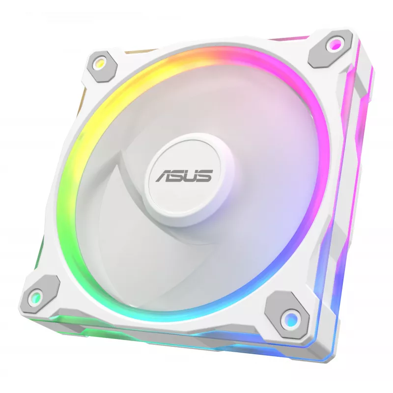 Ventoinha para caixa ASUS Prime MR120 ARGB branca 120 mm, 1600 rpm, PWM, rolamento deslizante, 58 CFM