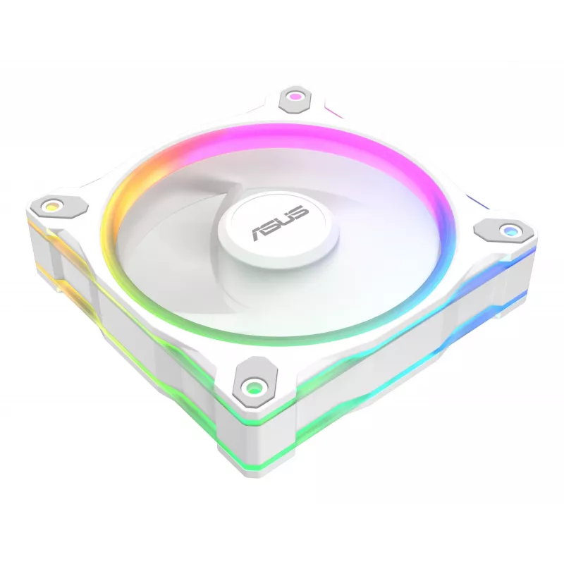 Ventoinha para caixa ASUS Prime MR120 ARGB branca 120 mm, 1600 rpm, PWM, rolamento deslizante, 58 CFM
