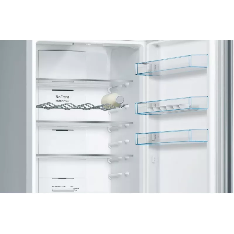Combinado frigorífico-congelador Bosch Serie 4 KGN39VIEB independente 368 L, classe de eficiência energética E, aço inoxidável, NoFrost, congelador em baixo