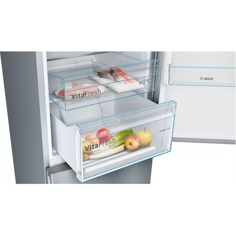 Combinado frigorífico-congelador Bosch Serie 4 KGN39VIEB independente 368 L, classe de eficiência energética E, aço inoxidável, NoFrost, congelador em baixo