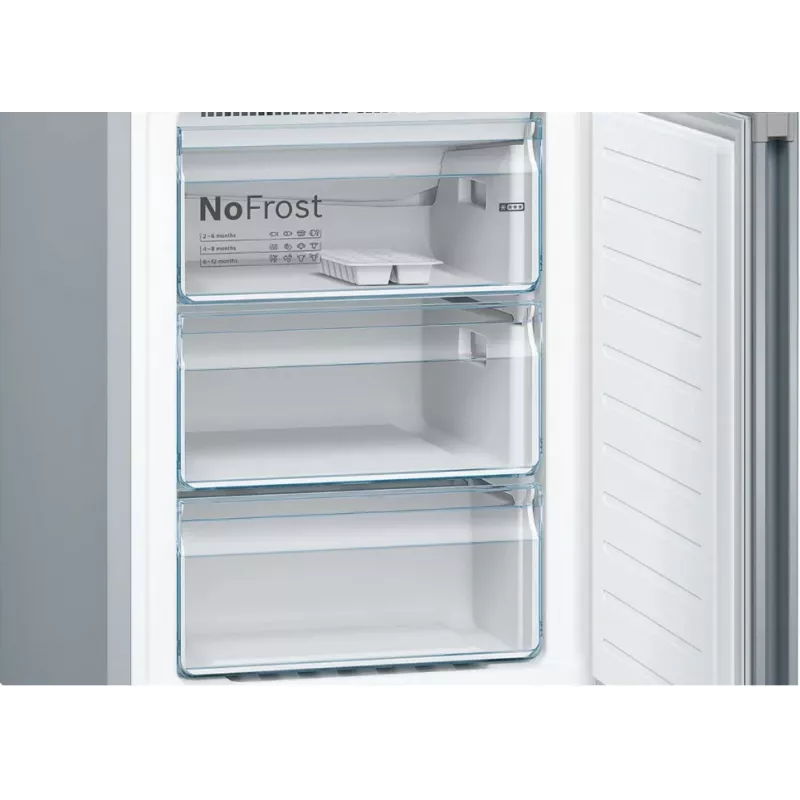 Combinado frigorífico-congelador Bosch Serie 4 KGN39VIEB independente 368 L, classe de eficiência energética E, aço inoxidável, NoFrost, congelador em baixo