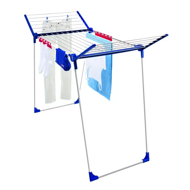 Estendal de chão Leifheit Pegasus 180 Plus — secador dobrável em metal/plástico, 18 m de área de secagem, 870×1570×660 mm