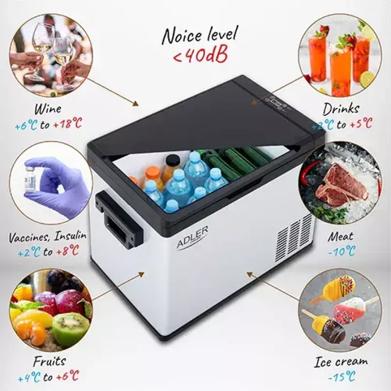 Arca congeladora Adler AD 8081 — capacidade 40 L, branco, independente, nível de ruído 40 dB