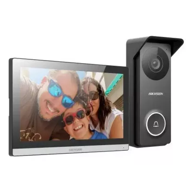 Videoporteiro Hikvision DS-KIS313-P ecrã TFT de 7 polegadas tátil capacitivo, 1280×720, Wi‑Fi 802.11n, MicroSD, IP65, IK08