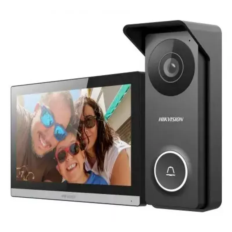 Videoporteiro Hikvision DS-KIS313-P ecrã TFT de 7 polegadas tátil capacitivo, 1280×720, Wi‑Fi 802.11n, MicroSD, IP65, IK08