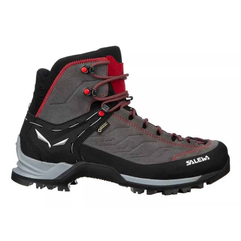 Salewa MTN Trainer Mid GTX homem adulto Charcoal cinzento vermelho couro camurça Vibram