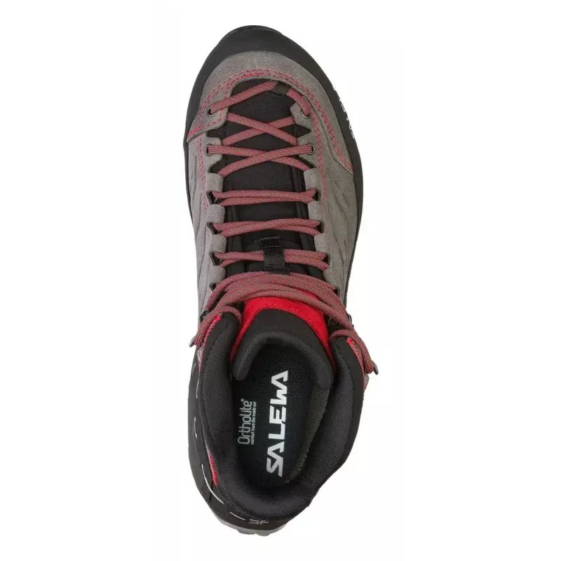 Salewa MTN Trainer Mid GTX homem adulto Charcoal cinzento vermelho couro camurça Vibram