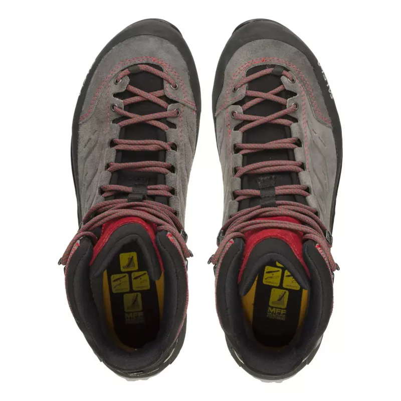 Salewa MTN Trainer Mid GTX homem adulto Charcoal cinzento vermelho couro camurça Vibram