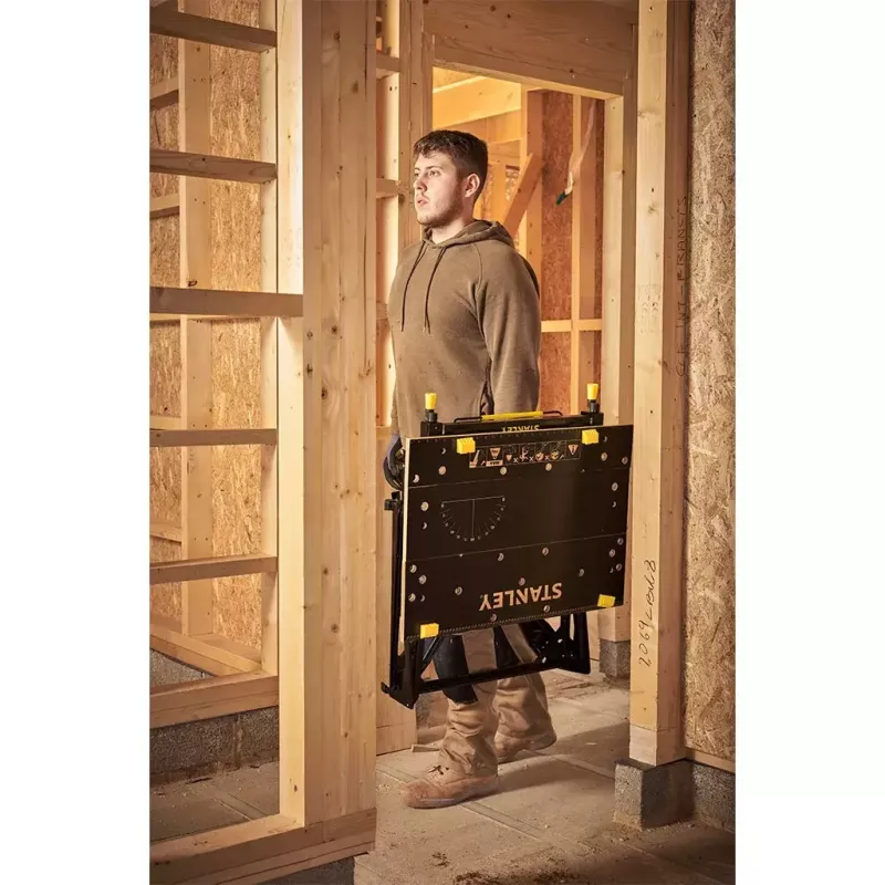 Bancada de trabalho para madeira Stanley STST83800-1 bambu aço preto amarelo 625 mm