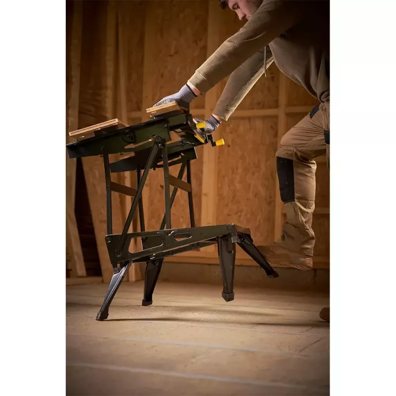 Bancada de trabalho para madeira Stanley STST83800-1 bambu aço preto amarelo 625 mm