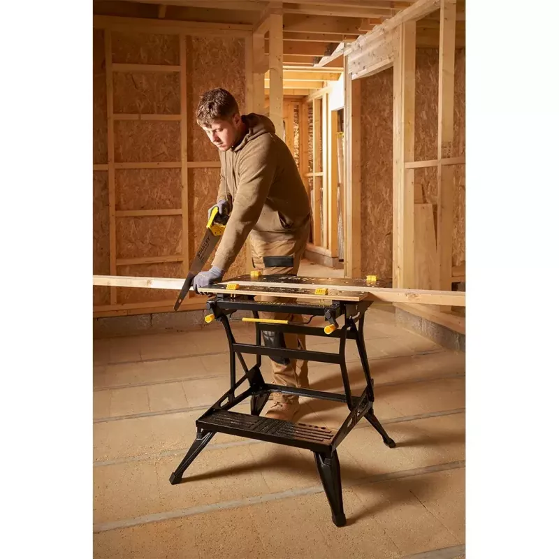Bancada de trabalho para madeira Stanley STST83800-1 bambu aço preto amarelo 625 mm