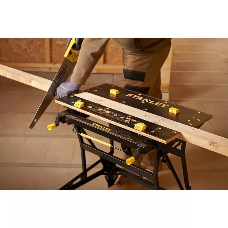 Bancada de trabalho para madeira Stanley STST83800-1 bambu aço preto amarelo 625 mm