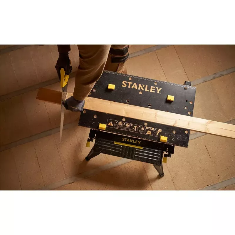 Bancada de trabalho para madeira Stanley STST83800-1 bambu aço preto amarelo 625 mm