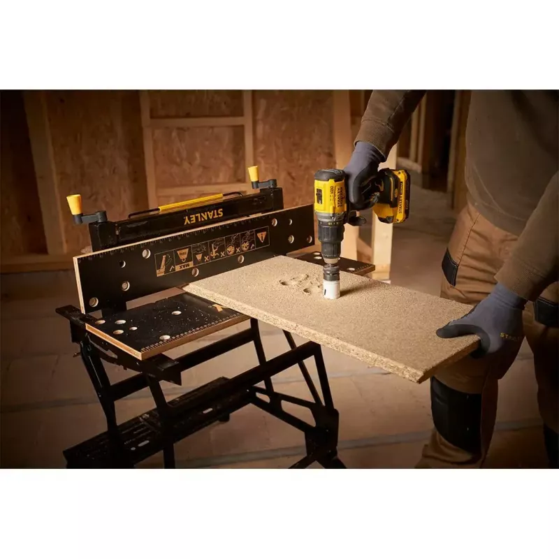 Bancada de trabalho para madeira Stanley STST83800-1 bambu aço preto amarelo 625 mm