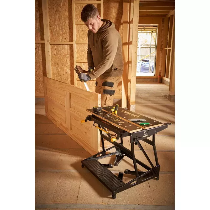 Bancada de trabalho para madeira Stanley STST83800-1 bambu aço preto amarelo 625 mm
