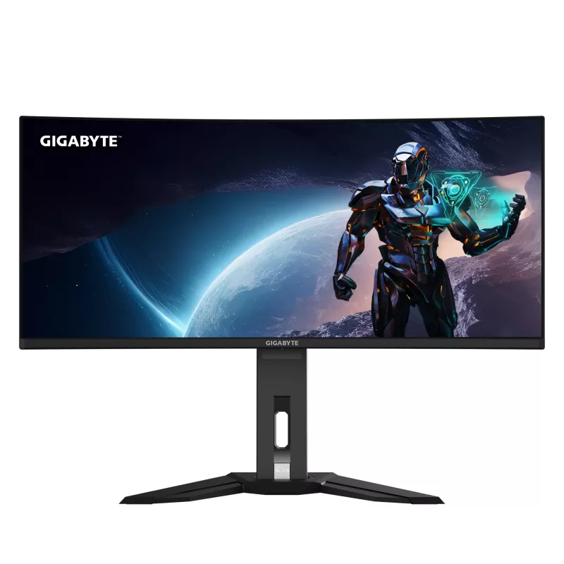 GIGABYTE MO34WQC2 34 polegadas OLED WQHD Curved Gaming Monitor - 3440 x 1440, 240Hz, 0,03ms, KVM, 250 cd/m², FreeSync Premium Pro, DisplayHDR True Black 400, HDMI 2.1, DisplayPort 1.4