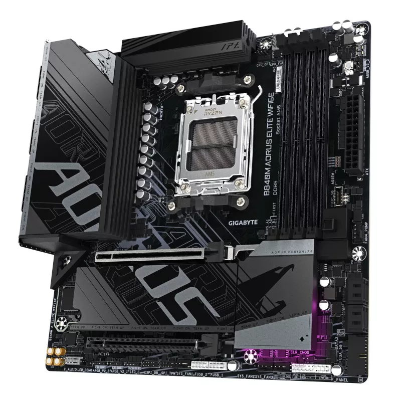 Placa-mãe GIGABYTE B840M AORUS ELITE WIFI6E - CPUs AMD Ryzen 9000, VRM 10+2+2 fases, até 8200MHz DDR5(O.C), 2xPCIe 4.0 M.2, Wi-Fi 6E, LAN 2.5GbE, USB 3.2 Gen 2