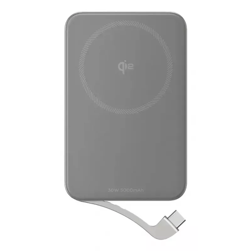 Power bank EcoFlow Rapid 5000 (iões de lítio 5000 mAh, carregamento rápido PD, 30 W total, sem fios, USB-C, prateado)