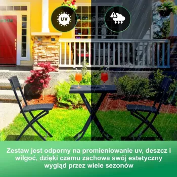 Conjunto de mobiliário de jardim Extralink L-0201P — 2 cadeiras e mesa preta