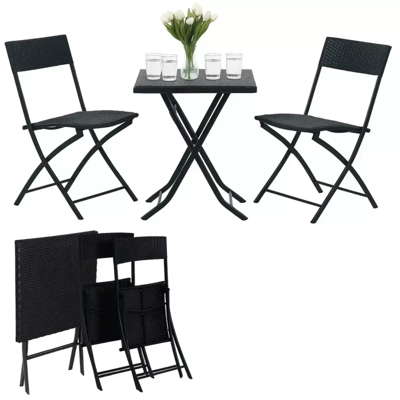 Conjunto de mobiliário de jardim Extralink L-0201P — 2 cadeiras e mesa preta