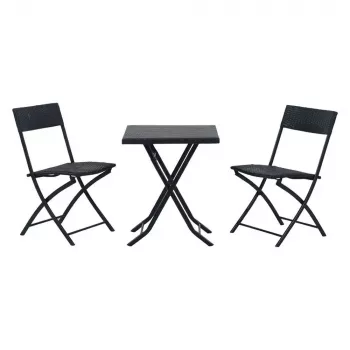 Conjunto de mobiliário de jardim Extralink L-0201P — 2 cadeiras e mesa preta