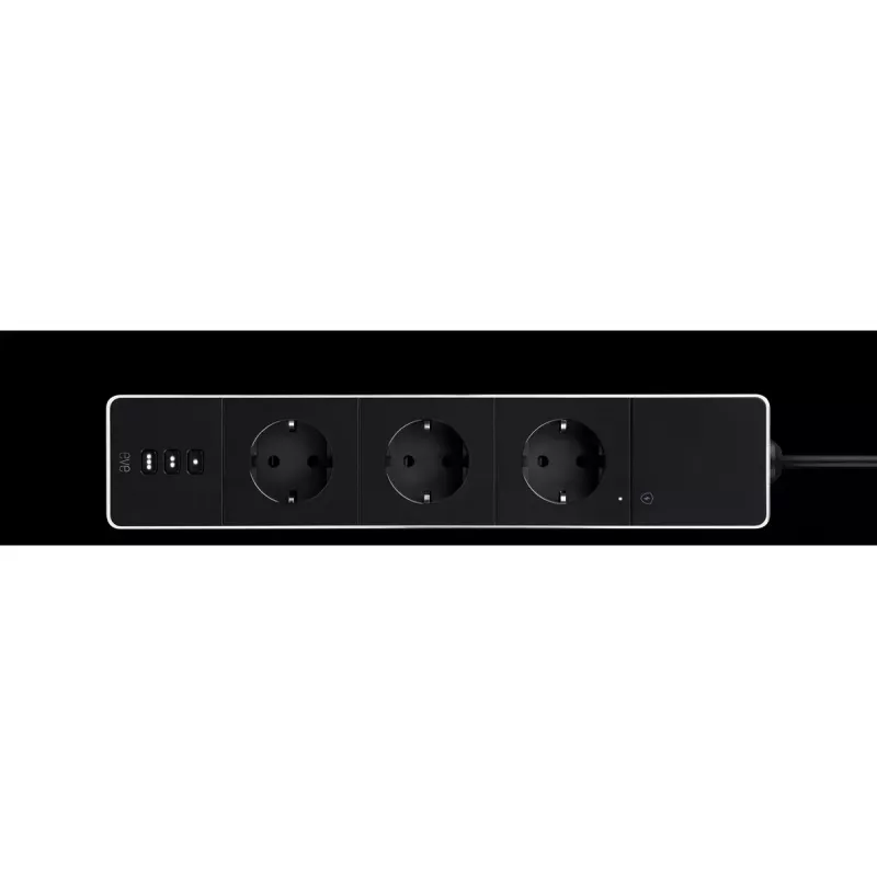 Régua de tomadas Eve Energy Strip preto branco 3 tomadas AC 120-230 V 1,9 m