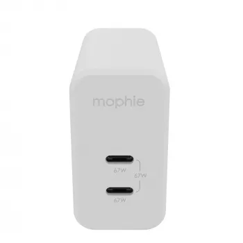 Adaptador de parede mophie USB-C-PD-DUAL-67W-GAN branco EU (2xUSBC)