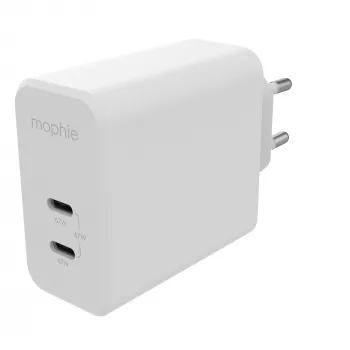 Adaptador de parede mophie USB-C-PD-DUAL-67W-GAN branco EU (2xUSBC)