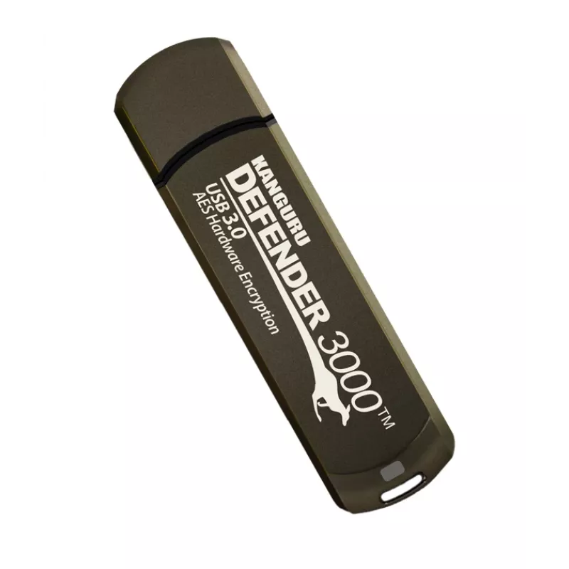 Kanguru Defender 3000 KDF3000-16G pen USB encriptada, 16 GB, USB 3.2 Gen 1 (USB 3.0), FIPS 140-2 Level 3, em conformidade com TAA, castanho