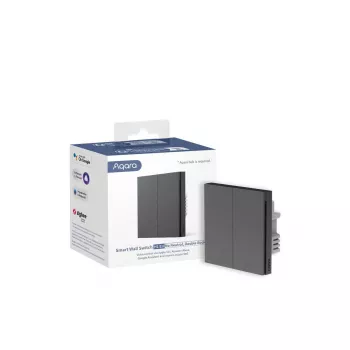 AQARA Smart Wall Switch H1 EU (sem neutro, botão duplo) (WS-EUK02-G), cinzento - interruptor de parede ZigBee com relé duplo