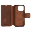 Decoded capa para telemóvel com carteira de couro removível para iPhone 16 Pro – castanha, couro genuíno, microfibra, ecrã de 6,3 polegadas, 3 compartimentos para cartões
