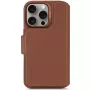 Decoded capa para telemóvel com carteira de couro removível para iPhone 16 Pro – castanha, couro genuíno, microfibra, ecrã de 6,3 polegadas, 3 compartimentos para cartões