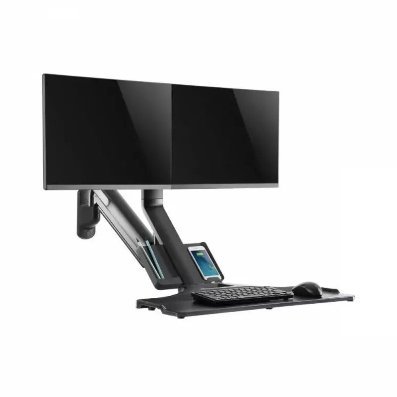 Suporte de parede duplo para monitor MACLEAN MC-633 mola a gás para monitores de 17