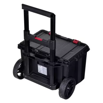 Caixas de arrumação empilháveis Keter 250927 — conjunto de 3 organizadores empilháveis em tecnopolímero com rodas e fechadura, 525×694×411 mm, preto