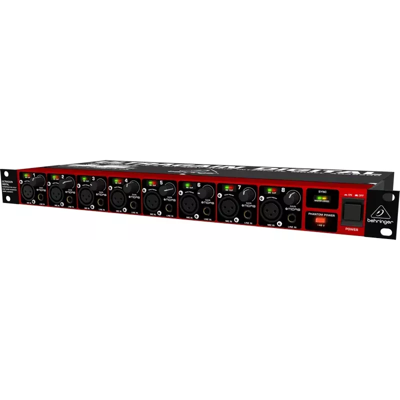Behringer ULTRAGAIN DIGITAL ADA8200 conversor AD/DA de 8 canais, 24 bits/48 kHz, E/S XLR, montável em rack