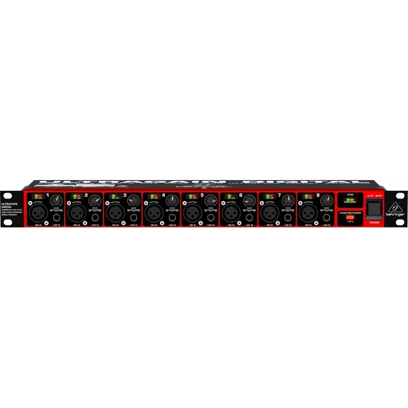 Behringer ULTRAGAIN DIGITAL ADA8200 conversor AD/DA de 8 canais, 24 bits/48 kHz, E/S XLR, montável em rack