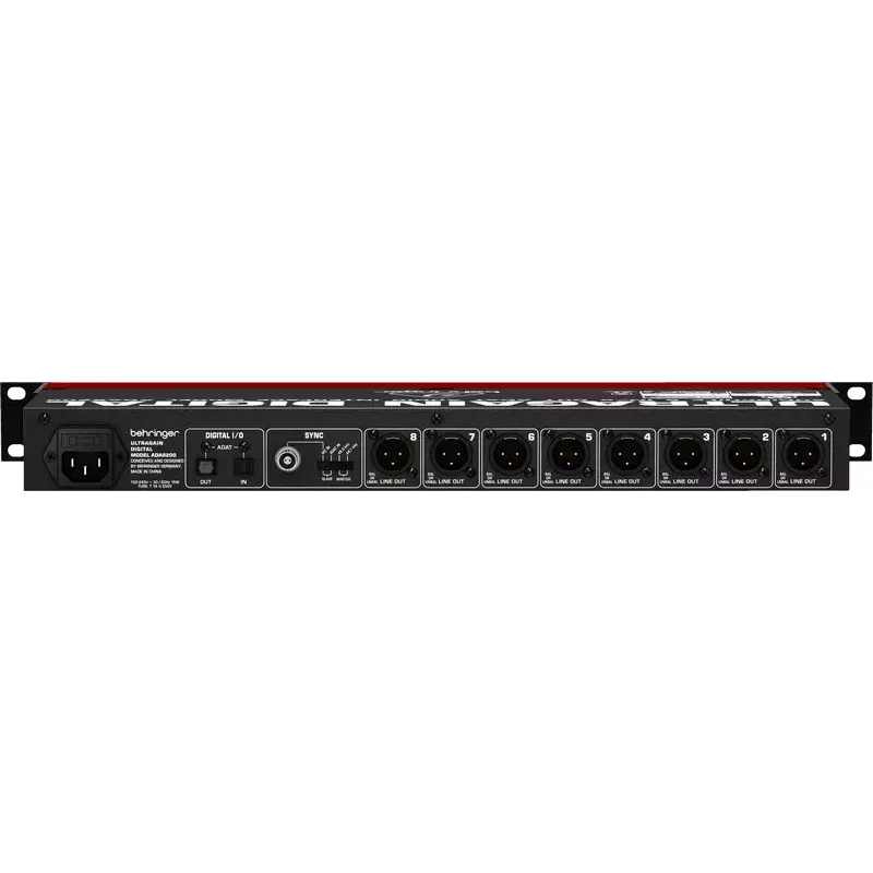 Behringer ULTRAGAIN DIGITAL ADA8200 conversor AD/DA de 8 canais, 24 bits/48 kHz, E/S XLR, montável em rack