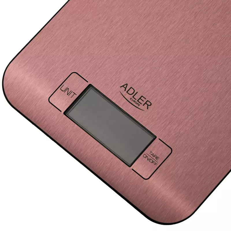Balança de cozinha eletrónica Adler AD 3183 — capacidade 5 kg, precisão 1 g, superfície de pesagem em aço inoxidável, cor cobre