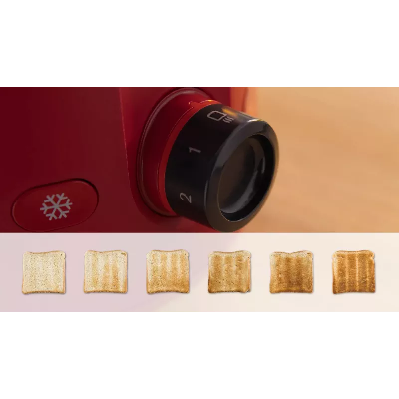 Torradeira Bosch TAT2M124 — 2 fatias 950 W, vermelho, centragem do pão, descongelação, lift