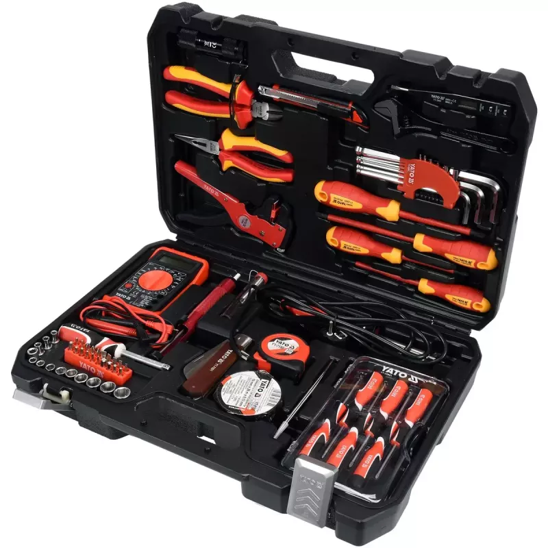 Conjunto de ferramentas de mecânico Yato YT-39009 — conjunto de 68 peças, encaixe 1/4 polegadas, mala preta