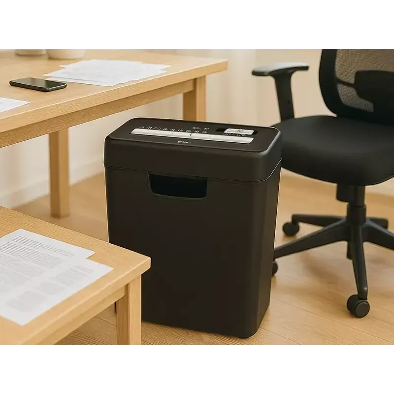 Destruidora de documentos TRACER Edge10L corte cruzado, capacidade de 10 folhas, corte de 6 mm, depósito de 10 L, preta