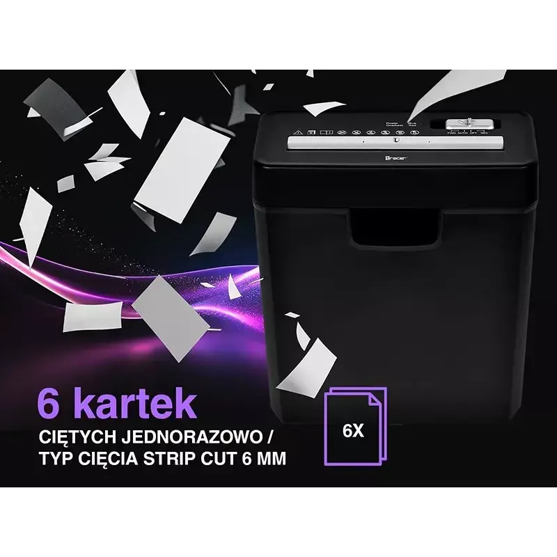 Destruidora de documentos TRACER Edge10L corte cruzado, capacidade de 10 folhas, corte de 6 mm, depósito de 10 L, preta