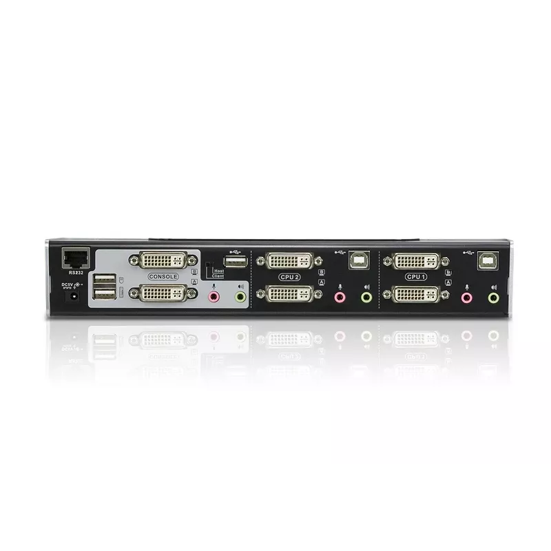 Switch KVM ATEN 2 portas USB DVI Dual-View com áudio e hub USB 2.0 (cabo KVM incluído)
