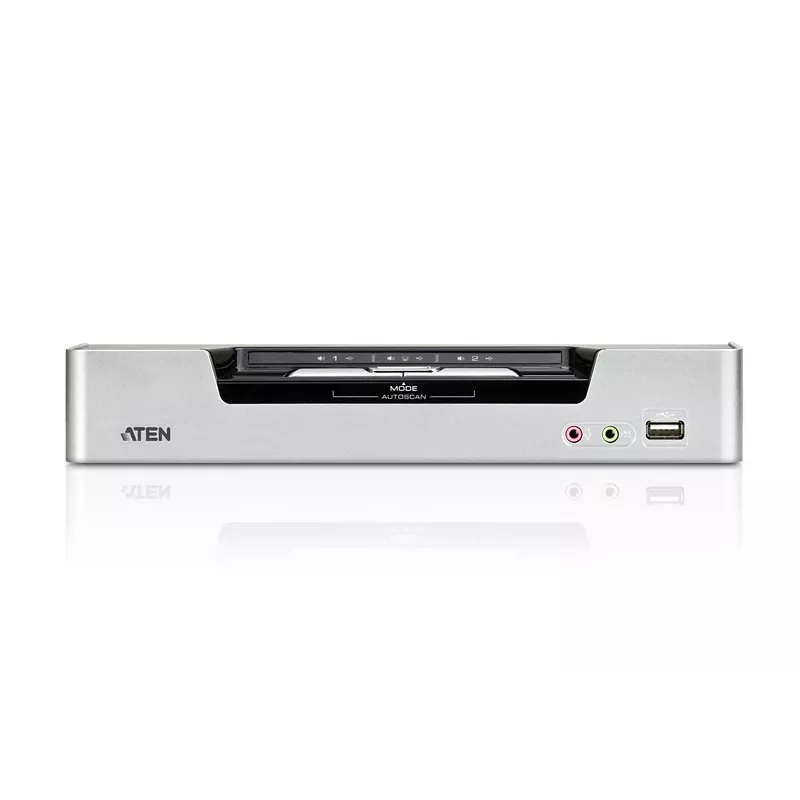Switch KVM ATEN 2 portas USB DVI Dual-View com áudio e hub USB 2.0 (cabo KVM incluído)