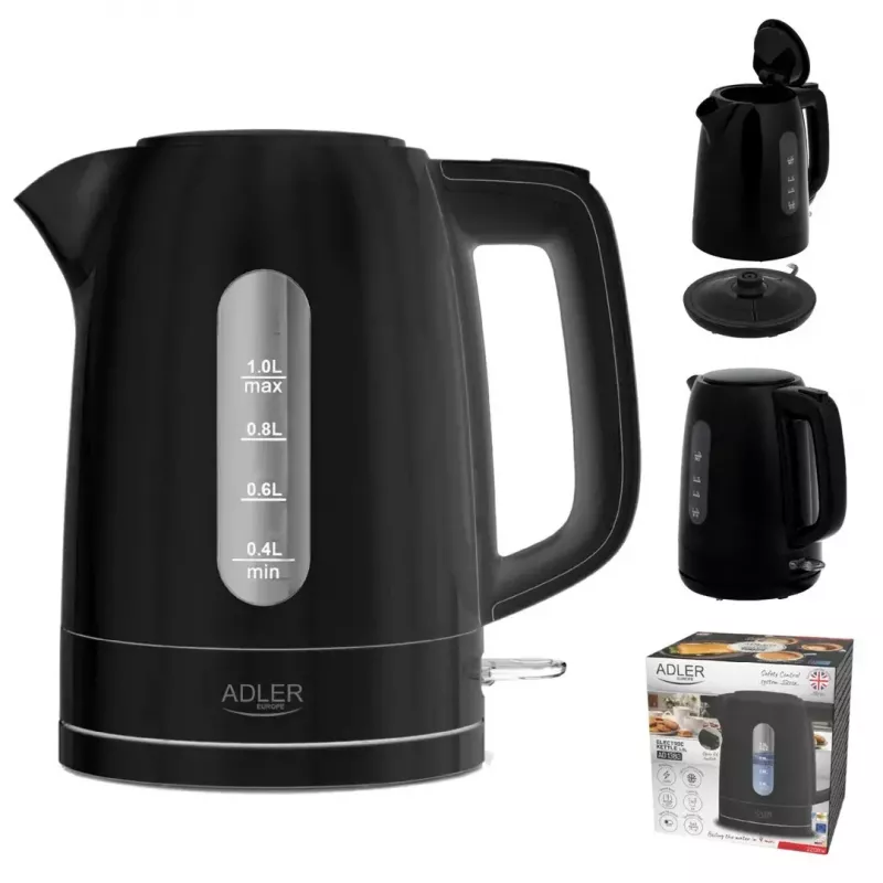 Adler AD 1380b chaleira elétrica, 2200 W, preta