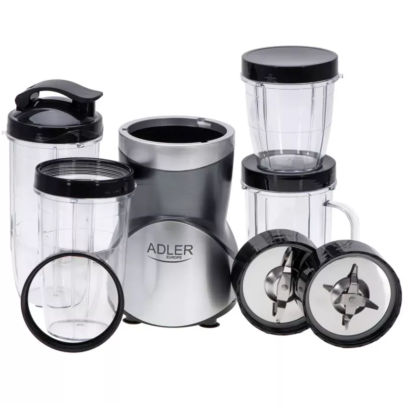 Batedeira de mesa Adler AD 4084 conjunto Smoothie — 500 W (máx. 1200 W), jarro de vidro 0,7 l, recipiente removível, preto