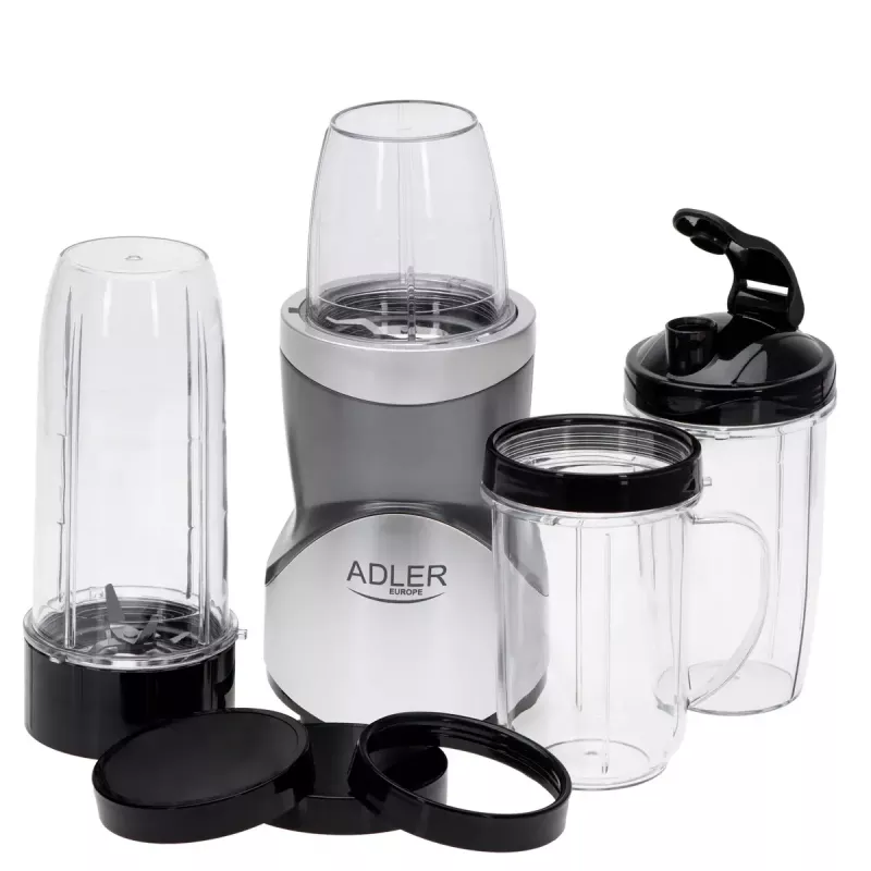 Batedeira de mesa Adler AD 4084 conjunto Smoothie — 500 W (máx. 1200 W), jarro de vidro 0,7 l, recipiente removível, preto