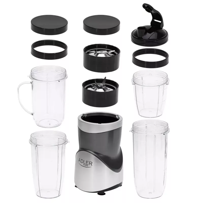 Batedeira de mesa Adler AD 4084 conjunto Smoothie — 500 W (máx. 1200 W), jarro de vidro 0,7 l, recipiente removível, preto