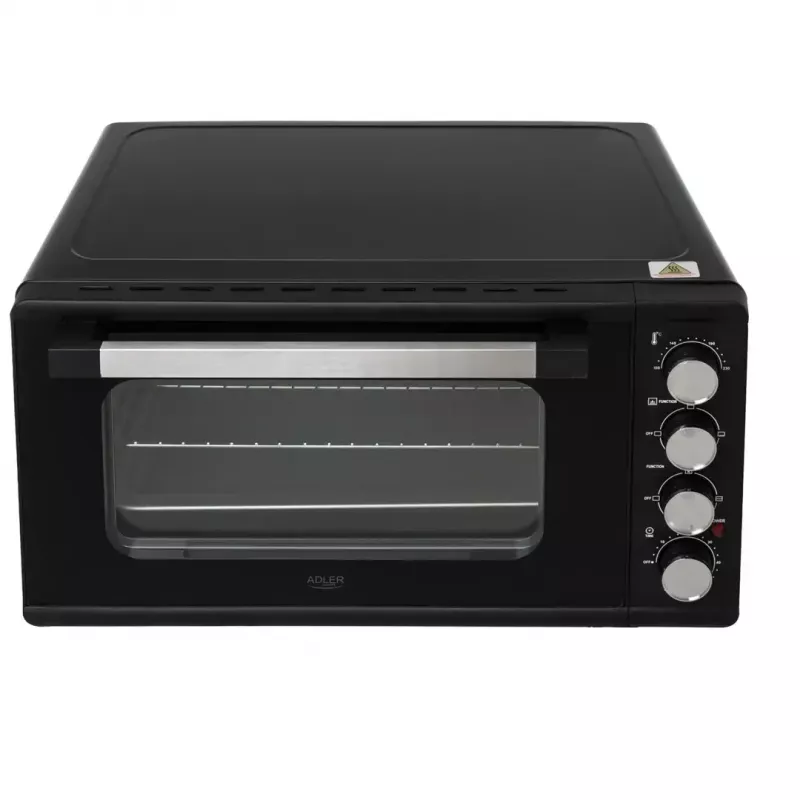 Mini-forno Adler AD 6030 — 30 L / 1500 W, temporizador mecânico, espeto rotativo, 230 °C, independente, preto